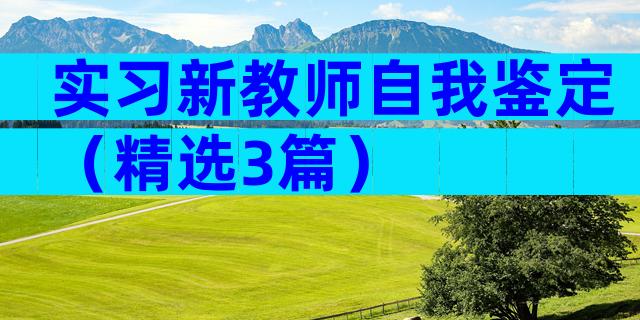 实习新教师自我鉴定（精选3篇）