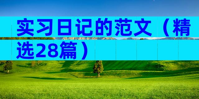 实习日记的范文（精选28篇）