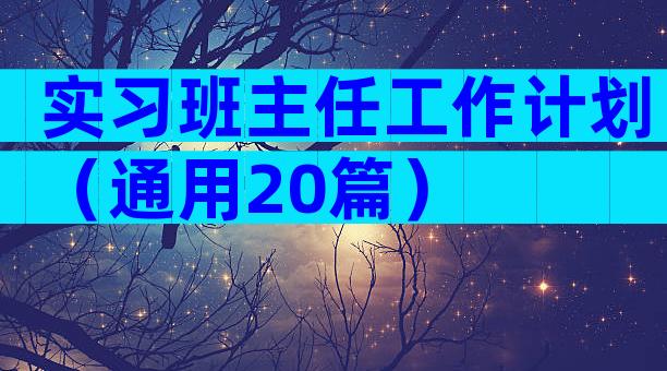 实习班主任工作计划（通用20篇）