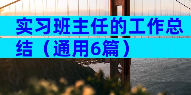实习班主任的工作总结（通用6篇）