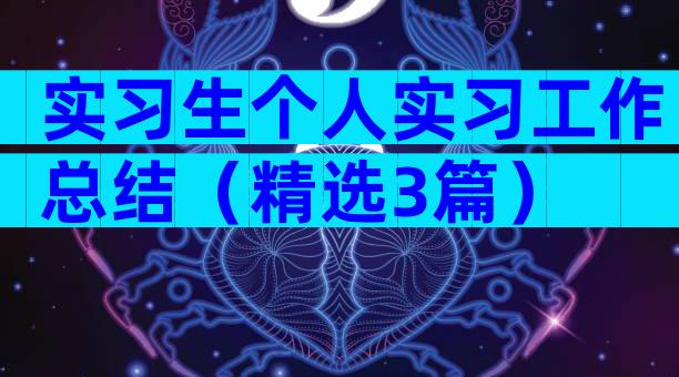 实习生个人实习工作总结（精选3篇）