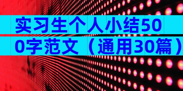 实习生个人小结500字范文（通用30篇）