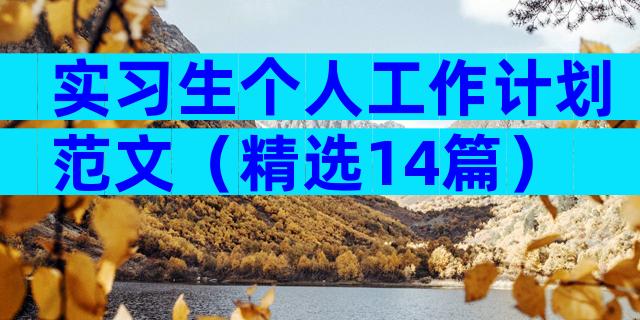 实习生个人工作计划范文（精选14篇）