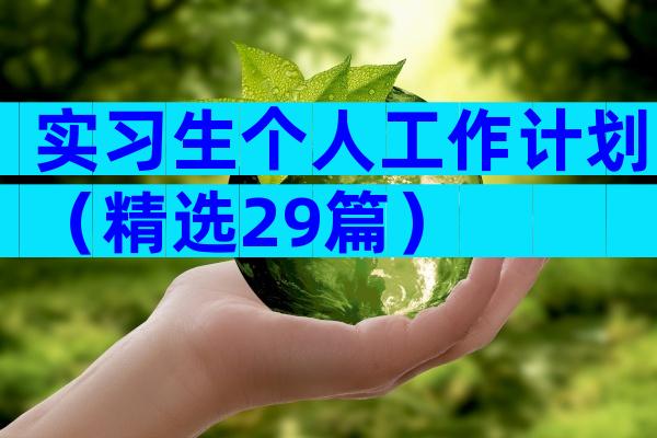 实习生个人工作计划（精选29篇）