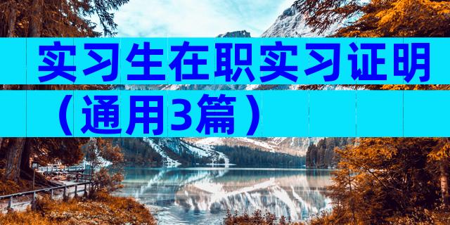 实习生在职实习证明（通用3篇）