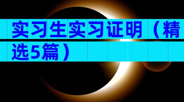 实习生实习证明（精选5篇）