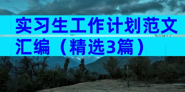 实习生工作计划范文汇编（精选3篇）
