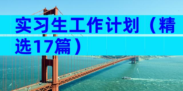 实习生工作计划（精选17篇）