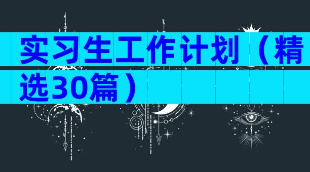 实习生工作计划（精选30篇）