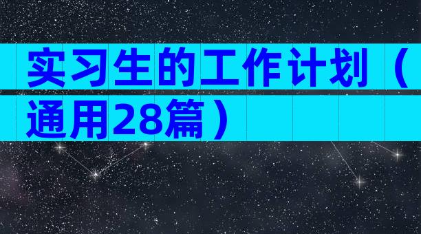 实习生的工作计划（通用28篇）