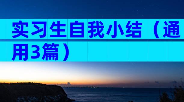 实习生自我小结（通用3篇）