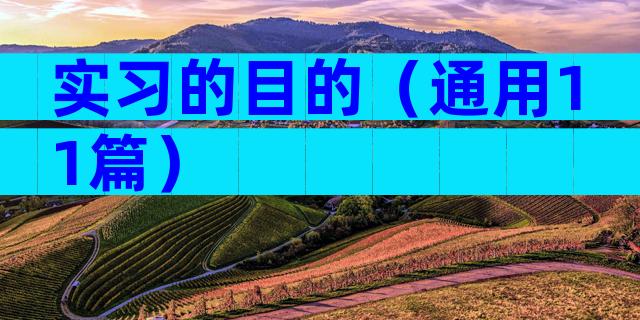 实习的目的（通用11篇）