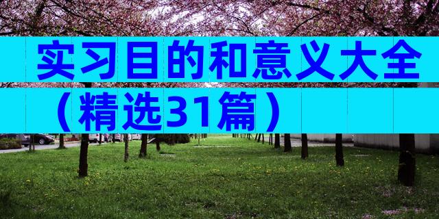 实习目的和意义大全（精选31篇）
