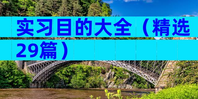 实习目的大全（精选29篇）