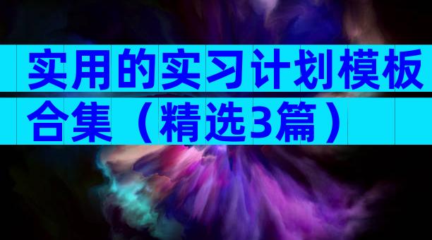 实用的实习计划模板合集（精选3篇）