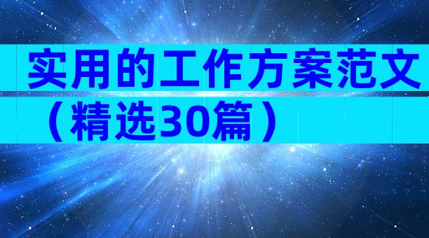实用的工作方案范文（精选30篇）
