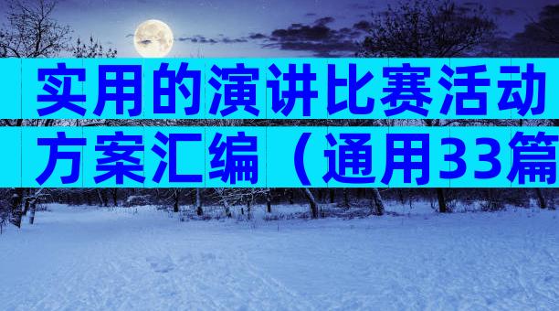 实用的演讲比赛活动方案汇编（通用33篇）