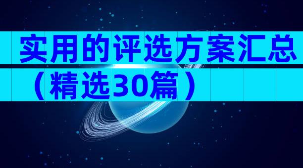 实用的评选方案汇总（精选30篇）