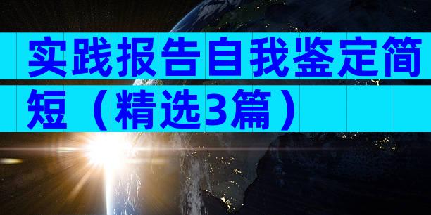 实践报告自我鉴定简短（精选3篇）