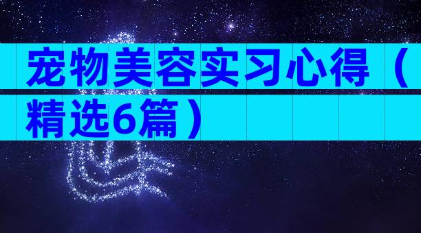 宠物美容实习心得（精选6篇）