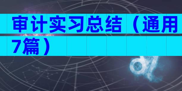 审计实习总结（通用7篇）