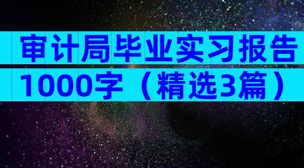 审计局毕业实习报告1000字（精选3篇）