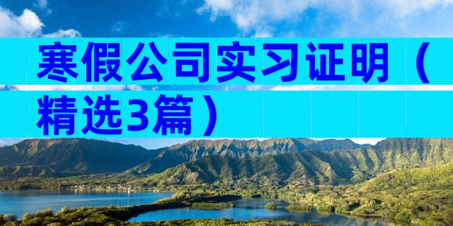 寒假公司实习证明（精选3篇）