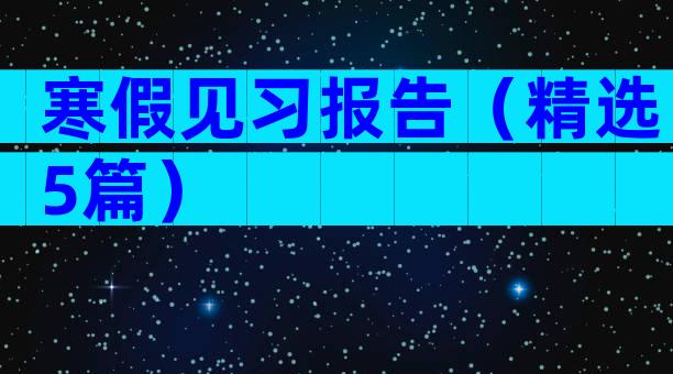 寒假见习报告（精选5篇）