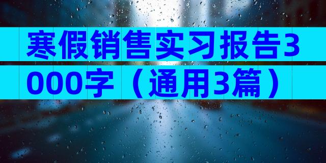 寒假销售实习报告3000字（通用3篇）