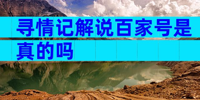 寻情记解说百家号是真的吗