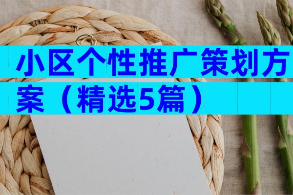 小区个性推广策划方案（精选5篇）