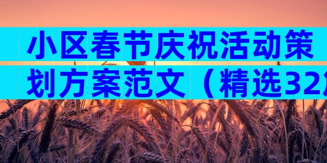 小区春节庆祝活动策划方案范文（精选32篇）