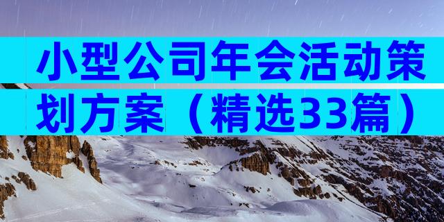小型公司年会活动策划方案（精选33篇）
