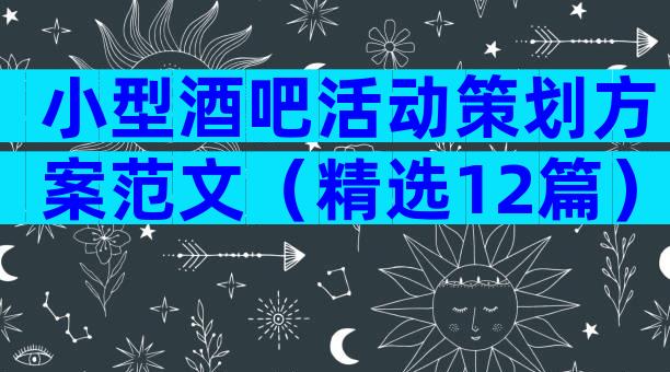 小型酒吧活动策划方案范文（精选12篇）