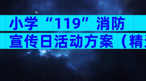 小学“119”消防宣传日活动方案（精选28篇）