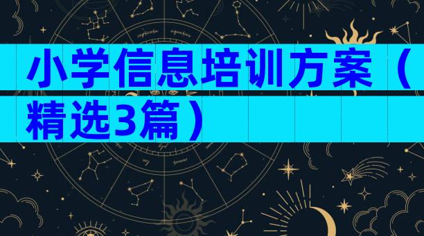 小学信息培训方案（精选3篇）
