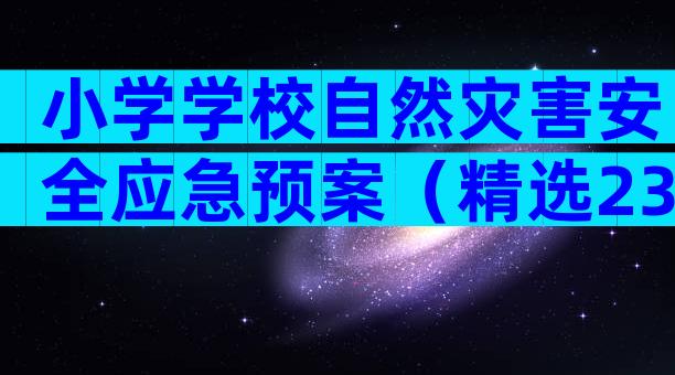 小学学校自然灾害安全应急预案（精选23篇）