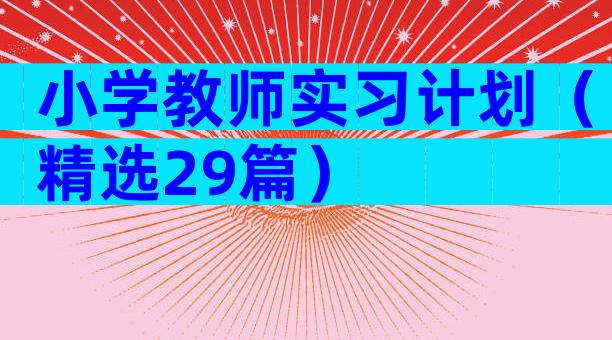 小学教师实习计划（精选29篇）