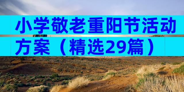 小学敬老重阳节活动方案（精选29篇）