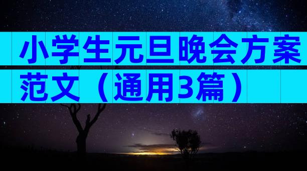 小学生元旦晚会方案范文（通用3篇）