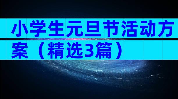 小学生元旦节活动方案（精选3篇）