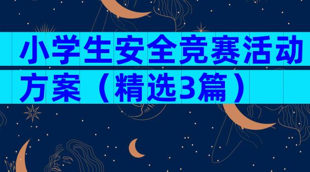 小学生安全竞赛活动方案（精选3篇）