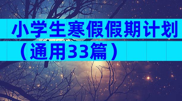 小学生寒假假期计划（通用33篇）