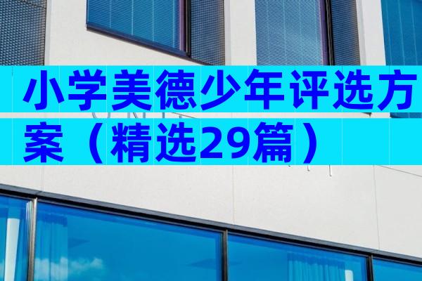 小学美德少年评选方案（精选29篇）