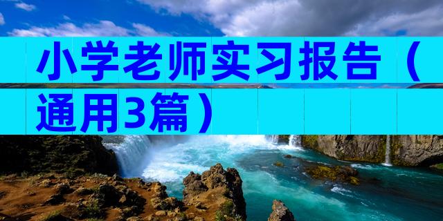 小学老师实习报告（通用3篇）