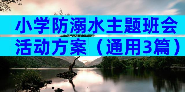 小学防溺水主题班会活动方案（通用3篇）