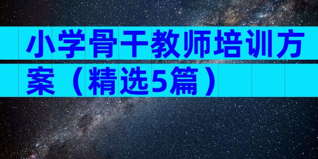 小学骨干教师培训方案（精选5篇）