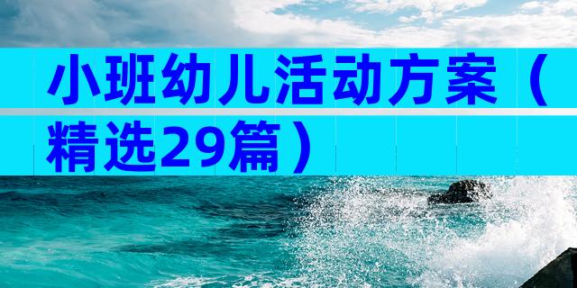 小班幼儿活动方案（精选29篇）