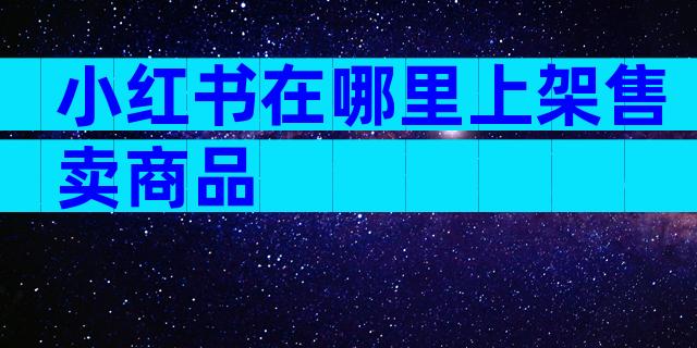 小红书在哪里上架售卖商品