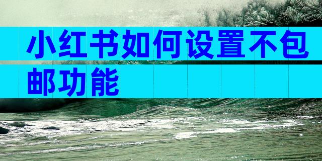 小红书如何设置不包邮功能